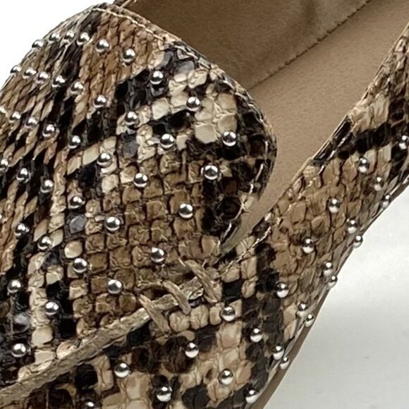 Steve Madden Feather-S Tan Snake & Studded Pointed Toe Loafer, 7 & 8.5 - Picture 5 of 9